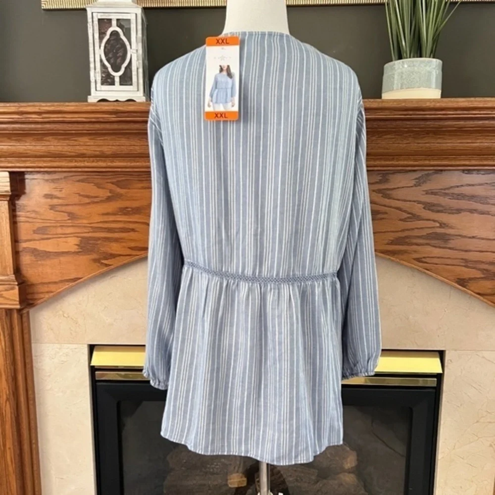 NEW Fever 3/4‎ Sleeve Bohemian Peasant Coastal Blouse Sz. XXL